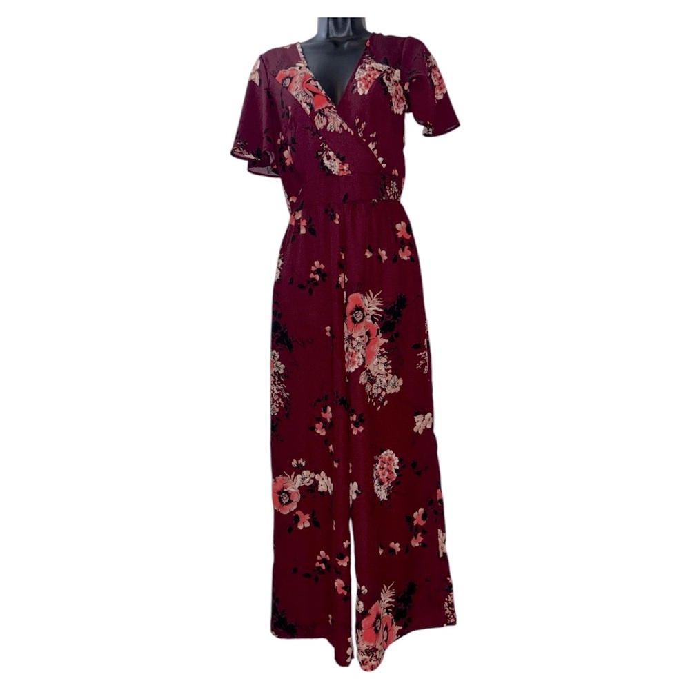 Band of gypsies XS women’s pants romper vneck snapclose front tie neck back NWOT